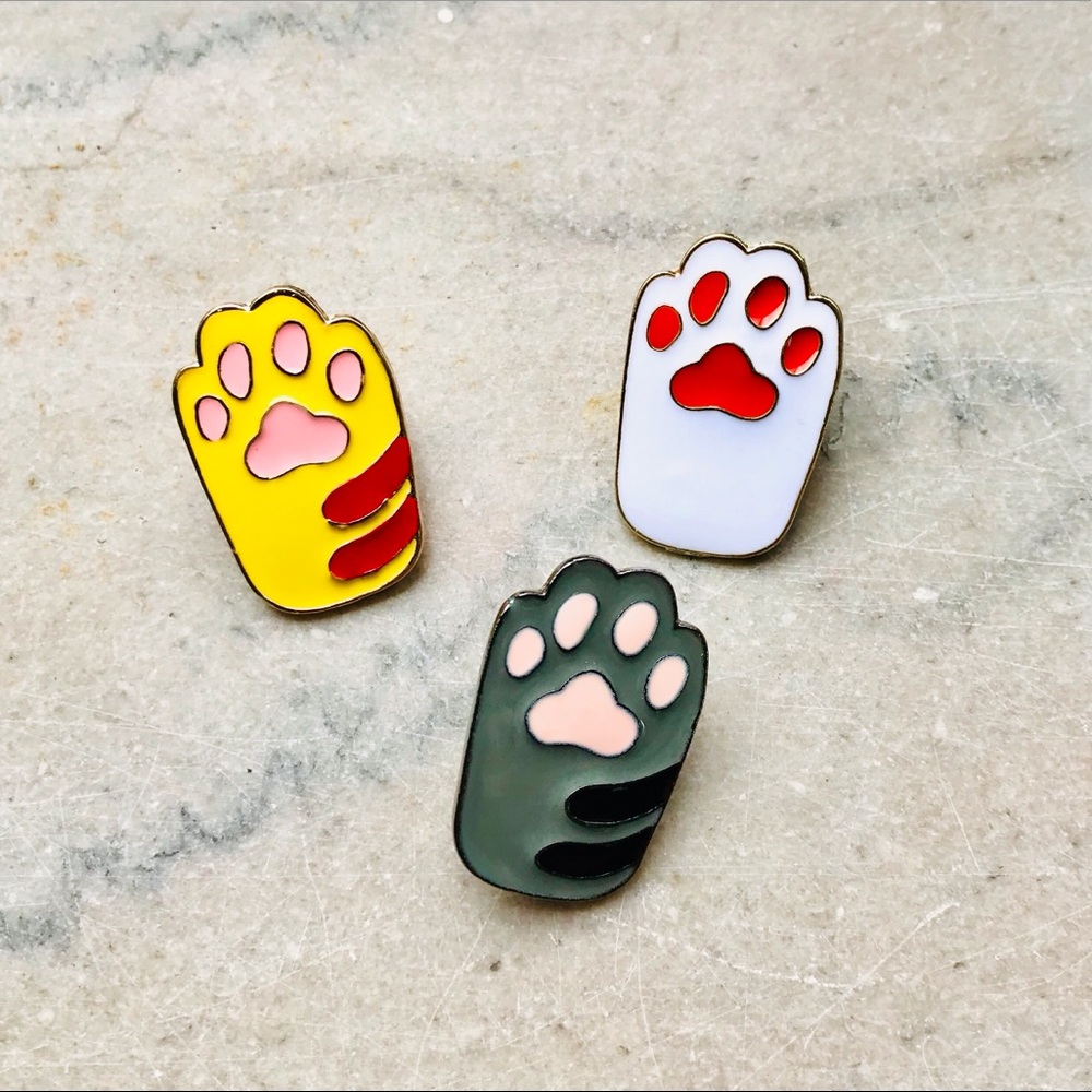 Cat Paw Enamel Pin (One)